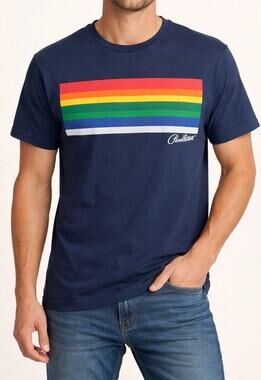 Pendleton Rainbow Stripe Graphic T Shirt M Unisex Navy Retro Cotton NWT